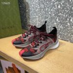 Gucci Unisex Run Sneaker Black Red GG Technical Knit Fabric Interlocking G Rubber - Imagen 5