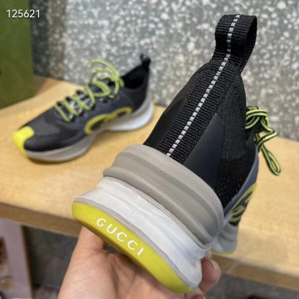 Gucci Unisex Run Sneaker Black Technical Knit Fabric Interlocking G Rubber (1)