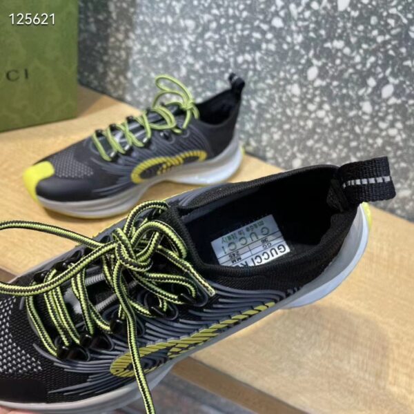 Gucci Unisex Run Sneaker Black Technical Knit Fabric Interlocking G Rubber (6)