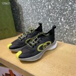 Gucci Unisex Run Sneaker Black Technical Knit Fabric Interlocking G Rubber - Image 4