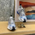 Gucci Unisex Run Sneaker White Blue GG Technical Knit Fabric Interlocking G Rubber - Imagen 5