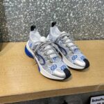 Gucci Unisex Run Sneaker White Blue GG Technical Knit Fabric Interlocking G Rubber - Imagen 2