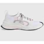 Gucci Unisex Run Sneaker White Technical Knit Fabric Interlocking G Rubber