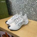 Gucci Unisex Run Sneaker White Technical Knit Fabric Interlocking G Rubber - Image 4