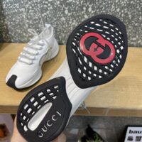 Gucci Unisex Run Sneaker White Technical Knit Fabric Interlocking G Rubber