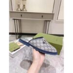 Gucci Unisex Slipper Horsebit Blue Beige GG Supreme Canvas Horsebit Rubber Low Heel - Image 7