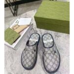 Gucci Unisex Slipper Horsebit Blue Beige GG Supreme Canvas Horsebit Rubber Low Heel - Image 3