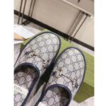 Gucci Unisex Slipper Horsebit Blue Beige GG Supreme Canvas Horsebit Rubber Low Heel - Image 8
