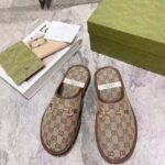 Gucci Unisex Slipper with Horsebit GG Supreme Canvas Gold-Toned Hardware - Image 3