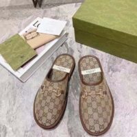 Gucci Unisex Slipper with Horsebit GG Supreme Canvas Gold-Toned Hardware (5)