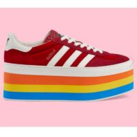 Gucci Women Adidas x Gucci GG Gazelle Sneaker Red Velvet Details Demetra (11)