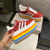 Gucci Women Adidas x Gucci GG Gazelle Sneaker Red Velvet Details Demetra (11)