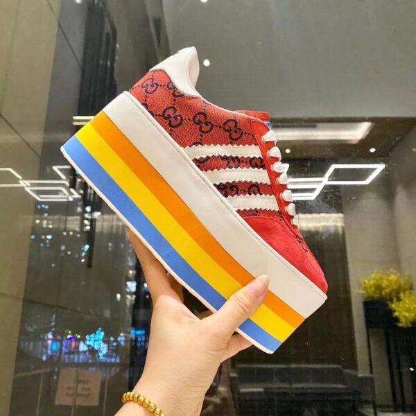 Gucci Women Adidas x Gucci GG Gazelle Sneaker Red Velvet Details Demetra (8)