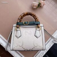 Gucci Women Diana Small Jumbo GG Tote Bag Off-White Ivory Canvas Double G (6)