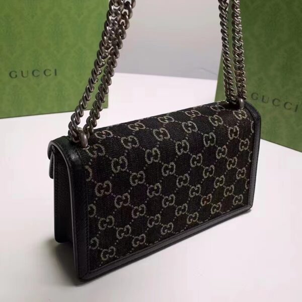 Gucci Women Dionysus Small GG Shoulder Bag Black Ivory GG Denim Jacquard (6)