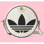 Borsa a tracolla unisex Gucci GG Adidas x Gucci Ophidia in pelle bianca con toppa a trifoglio