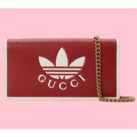 Gucci Women GG Adidas x Gucci Wallet Chain Red Off-White Leather Interlocking G