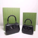 Gucci Women GG Bamboo 1947 Small Top Handle Bag Black Leather Bamboo Hardware - Bild 11