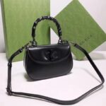 Gucci Women GG Bamboo 1947 Small Top Handle Bag Black Leather Bamboo Hardware - Bild 3