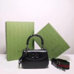 Gucci Women GG Bamboo 1947 Small Top Handle Bag Black Leather Bamboo Hardware - Bild 2