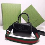 Gucci Women GG Bamboo 1947 Small Top Handle Bag Black Leather Bamboo Hardware - Bild 4