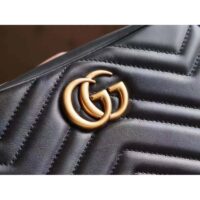 Gucci Women GG Marmont Matelassé Mini Bag Black Matelassé Chevron Leather Double G (5)