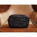 Gucci Women GG Marmont Matelassé Mini Bag Black Matelassé Chevron Leather Double G - Image 3