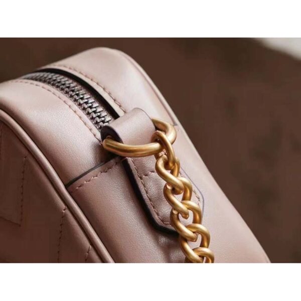 Gucci Women GG Marmont Matelassé Mini Bag Dusty Pink Matelassé Chevron Leather (11)