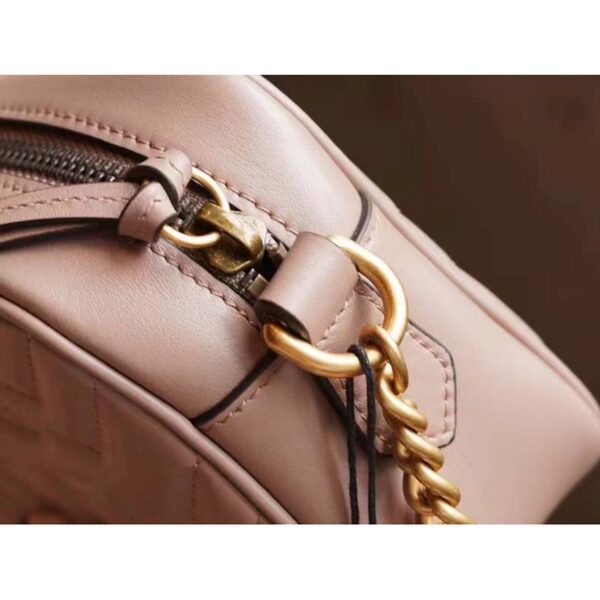 Gucci Women GG Marmont Matelassé Mini Bag Dusty Pink Matelassé Chevron Leather (12)