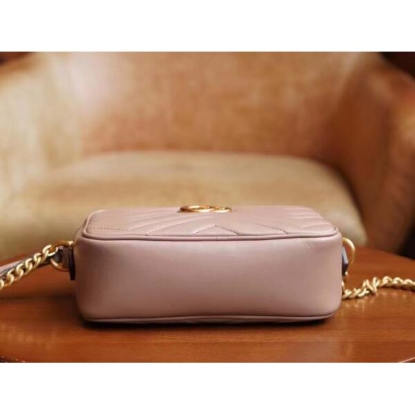 Gucci Women GG Marmont Matelassé Mini Bag Dusty Pink Matelassé Chevron Leather (13)