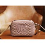 Gucci Women GG Marmont Matelassé Mini Bag Dusty Pink Matelassé Chevron Leather - Image 5