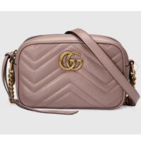Gucci Women GG Marmont Matelassé Mini Bag Dusty Pink Matelassé Chevron Leather (16)
