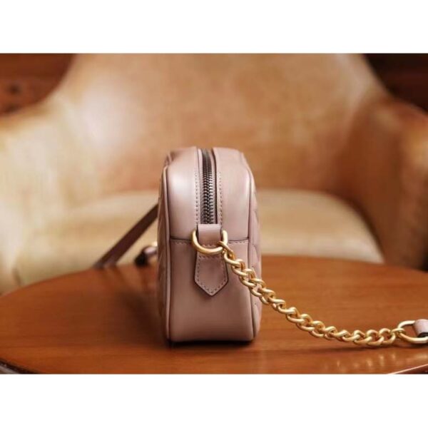Gucci Women GG Marmont Matelassé Mini Bag Dusty Pink Matelassé Chevron Leather (3)