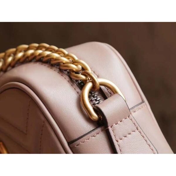 Gucci Women GG Marmont Matelassé Mini Bag Dusty Pink Matelassé Chevron Leather (5)