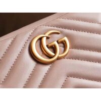 Gucci Women GG Marmont Matelassé Mini Bag Dusty Pink Matelassé Chevron Leather (16)