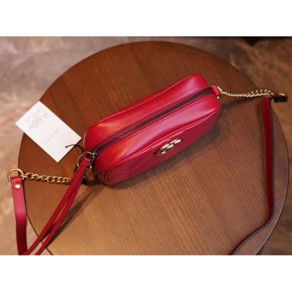 Gucci Women GG Marmont Matelassé Mini Bag Red Matelassé Chevron Leather (1)