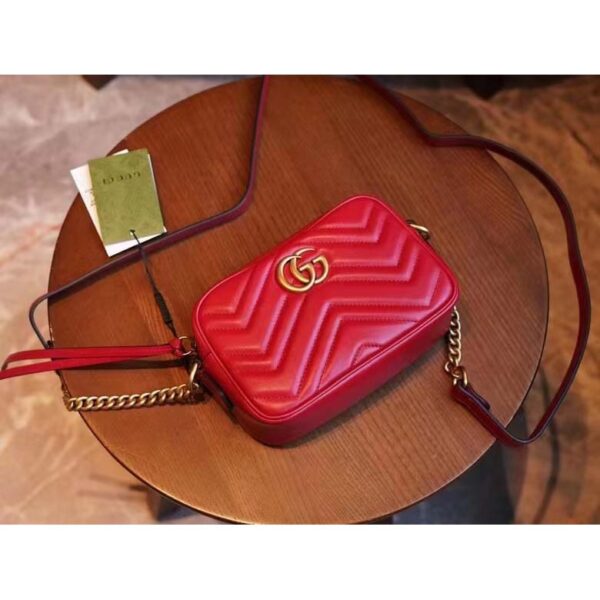 Gucci Women GG Marmont Matelassé Mini Bag Red Matelassé Chevron Leather (2)