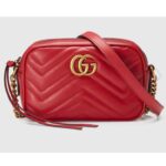 Gucci Women GG Marmont Matelassé Mini Bag Red Matelassé Chevron Leather