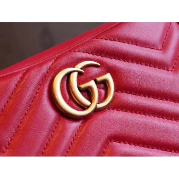 Gucci Women GG Marmont Matelassé Mini Bag Red Matelassé Chevron Leather (6)