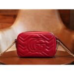 Gucci Women GG Marmont Matelassé Mini Bag Red Matelassé Chevron Leather - Image 6
