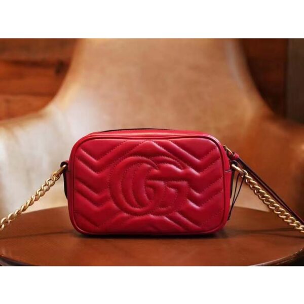 Gucci Women GG Marmont Matelassé Mini Bag Red Matelassé Chevron Leather (7)