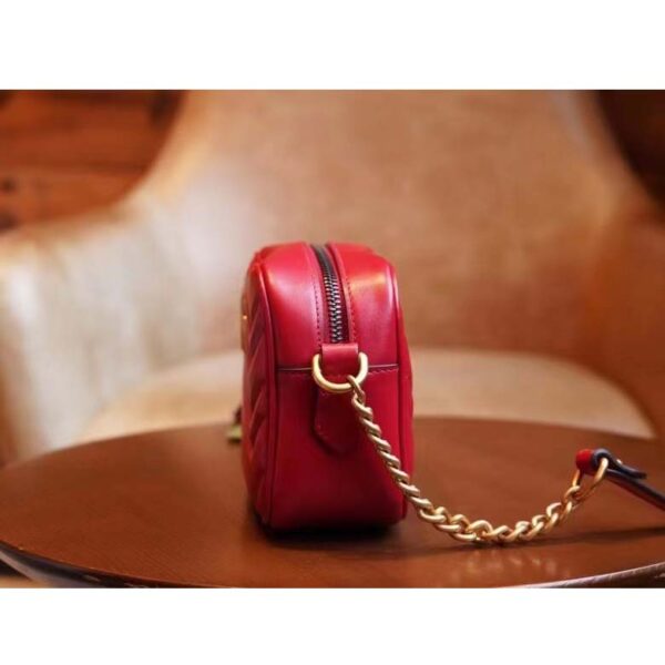 Gucci Women GG Marmont Matelassé Mini Bag Red Matelassé Chevron Leather (8)