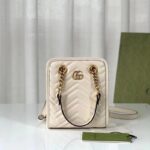 Gucci Women GG Marmont Matelassé Mini Bag White Chevron Leather Double G - Bild 3