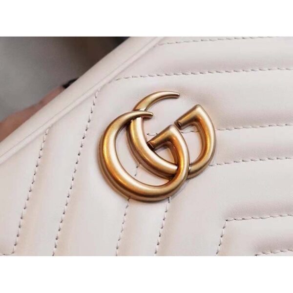 Gucci Women GG Marmont Matelassé Mini Bag White Matelassé Chevron Leather Double G (1)