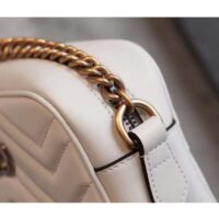 Gucci Women GG Marmont Matelassé Mini Bag White Matelassé Chevron Leather Double G (7)
