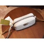 Gucci Women GG Marmont Matelassé Mini Bag White Matelassé Chevron Leather Double G - Bild 5