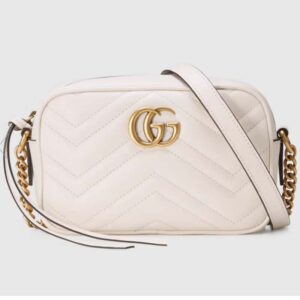 Gucci Women GG Marmont Matelassé Mini Bag White Matelassé Chevron Leather Double G