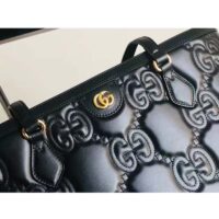 Gucci Women GG Matelassé Leather Medium Tote Black Matelassé Chevron Double G (10)