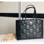 Gucci Women GG Matelassé Leather Medium Tote Black Matelassé Chevron Double G - Imagen 2