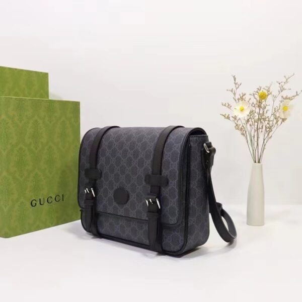 Gucci Women GG Messenger Bag Black GG Supreme Canvas Leather (1)